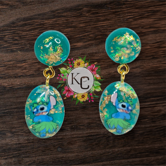 Blue Alien Hula Earrings