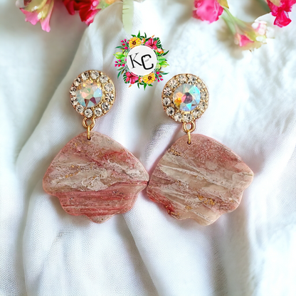 Pink Marble Clay Earrings