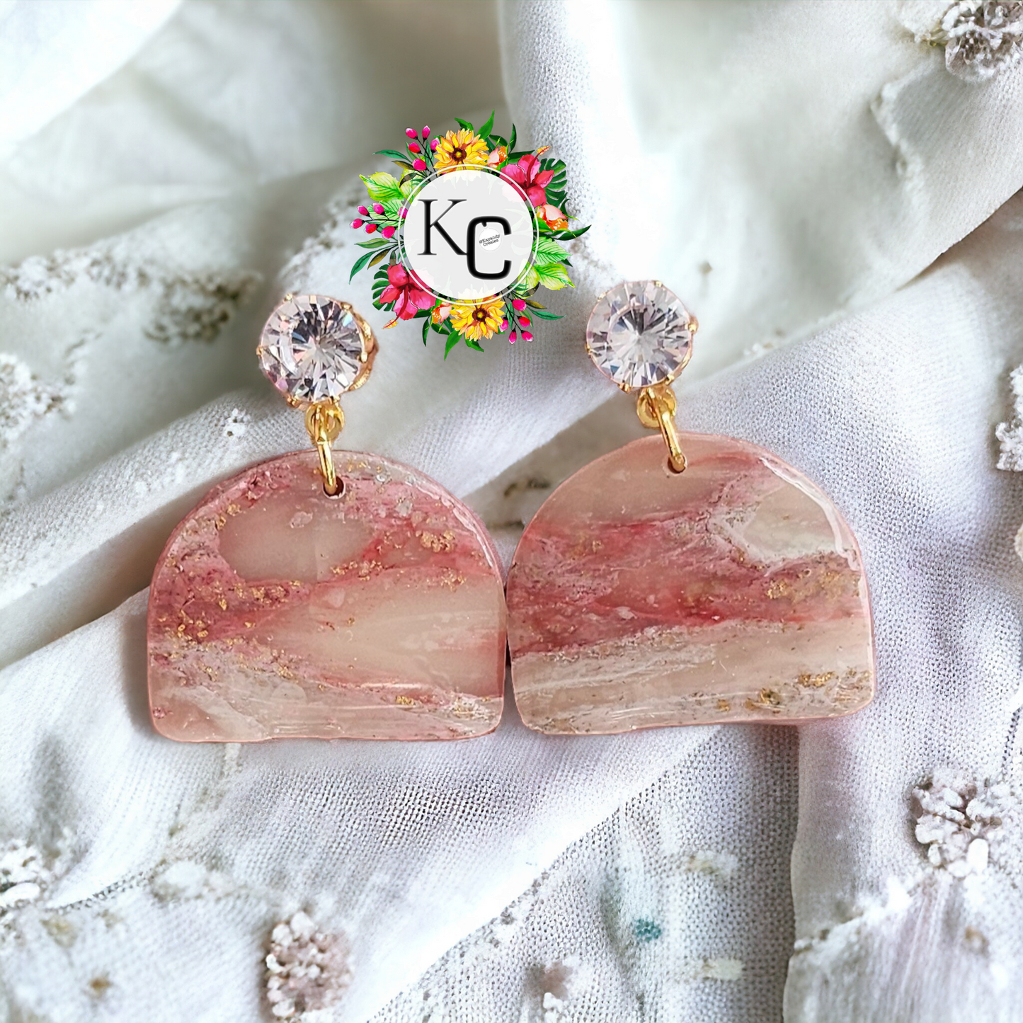 Pink Marble Clay Earrings