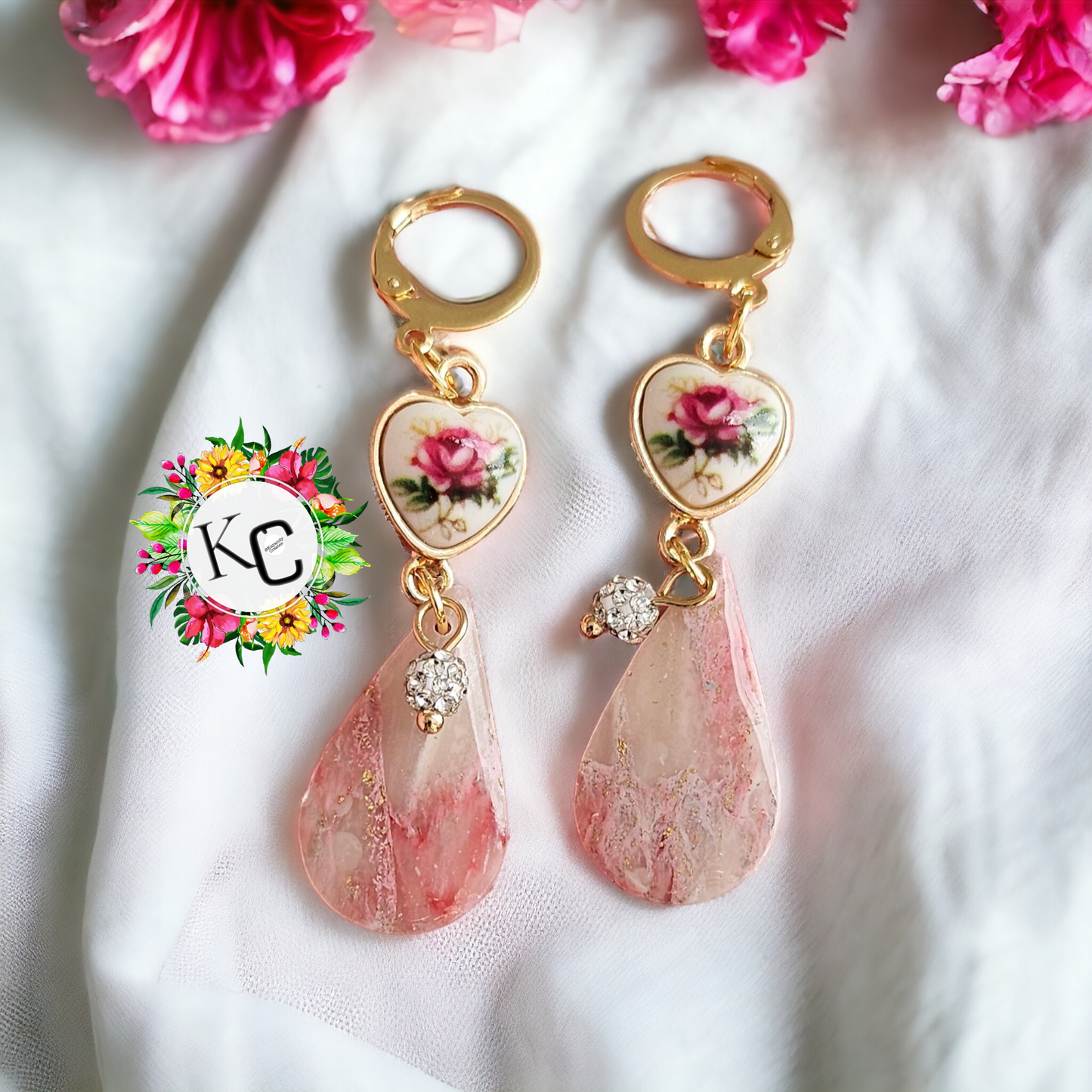 Pink Marble Clay Earrings