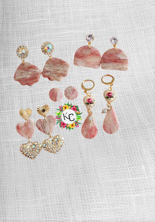 Pink Marble Clay Earrings