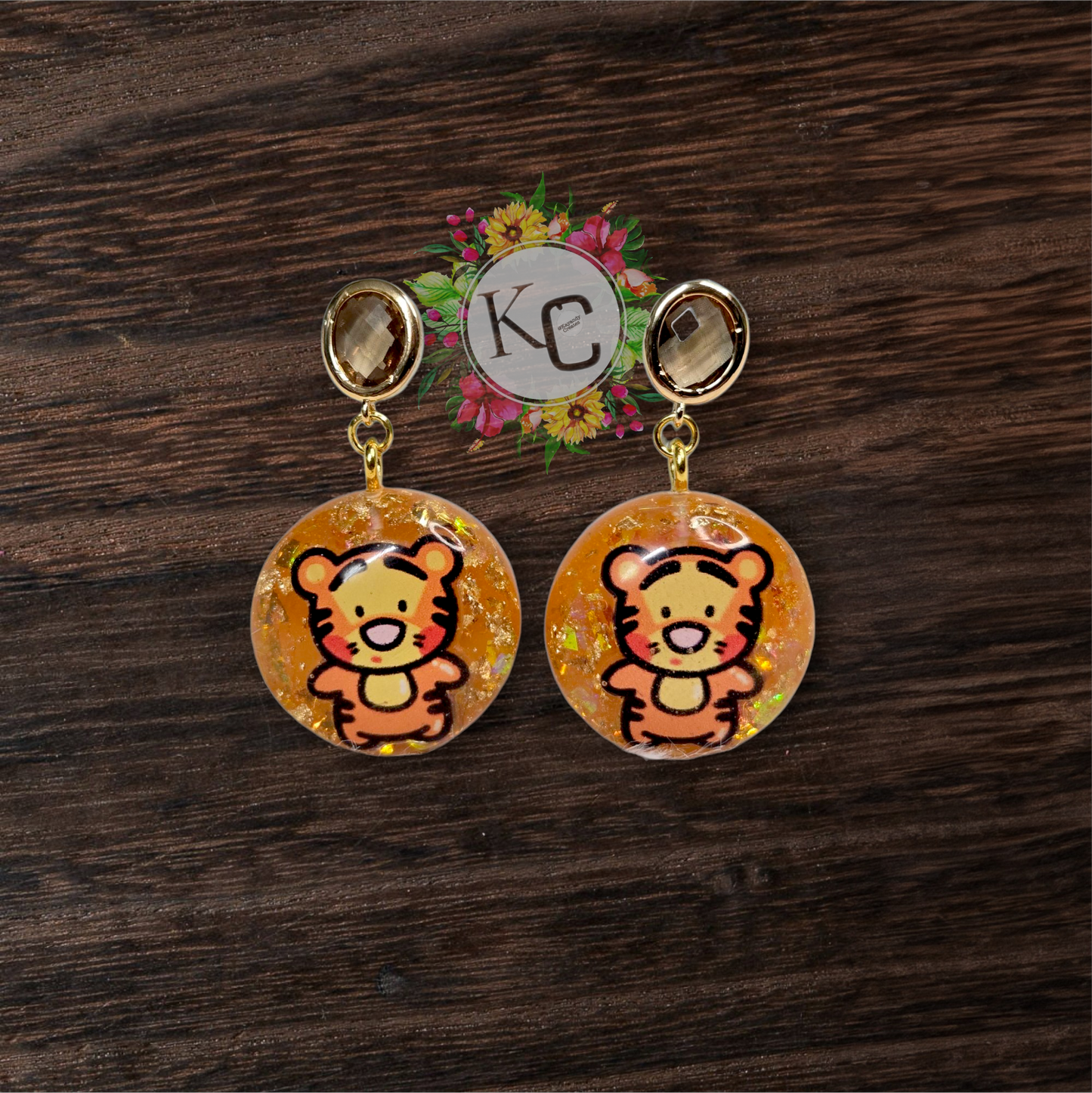 Tiger Resin Stud Earrings