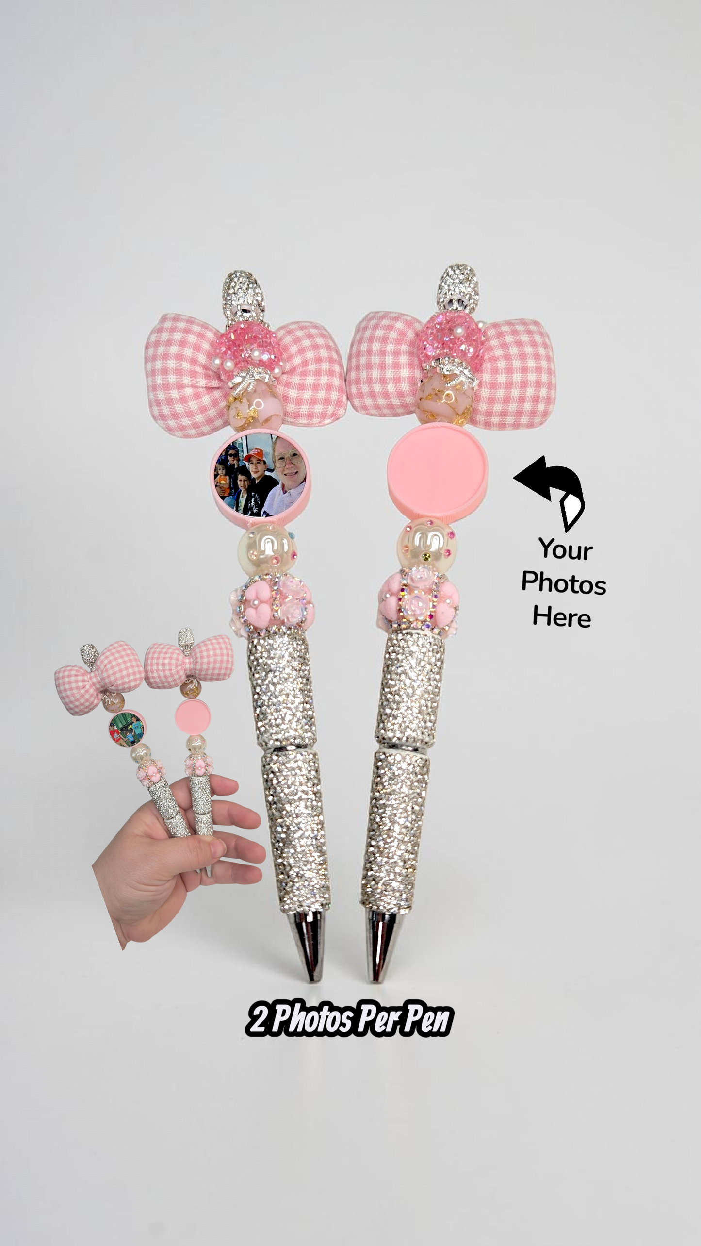 Pink photo refillable Bling pen