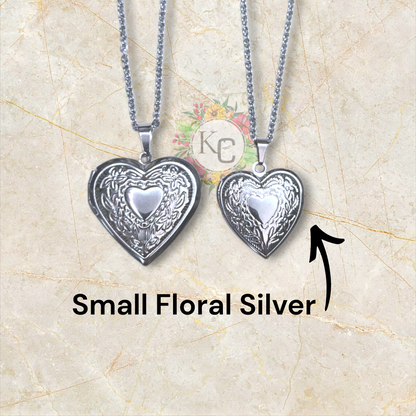 Pre - Order Stainless Steel Floral Style Lockets (Ships in 1-2 Weeks)