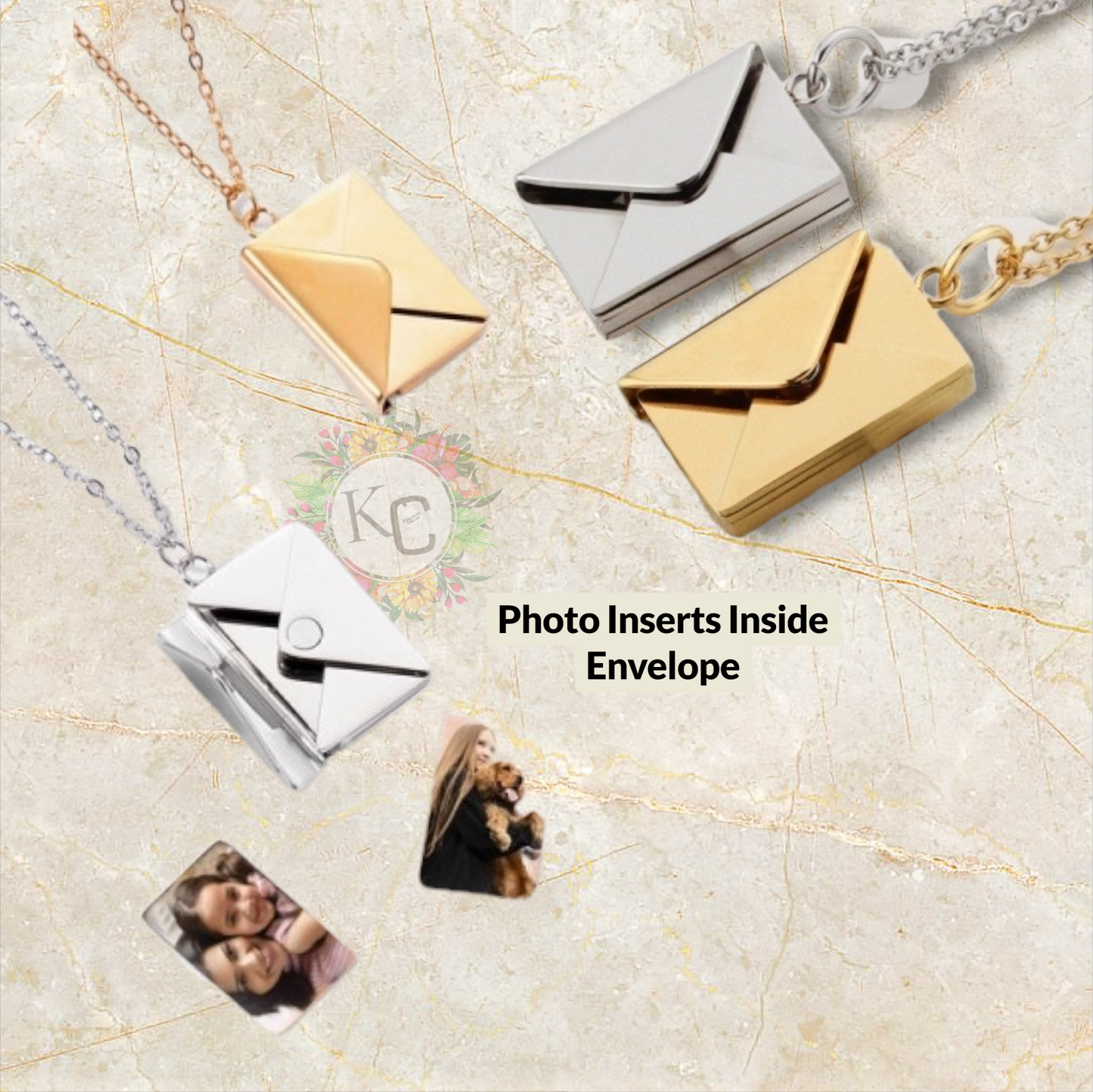 Stainless Steel Envelope Locket - 2 Photos - PreOrder
