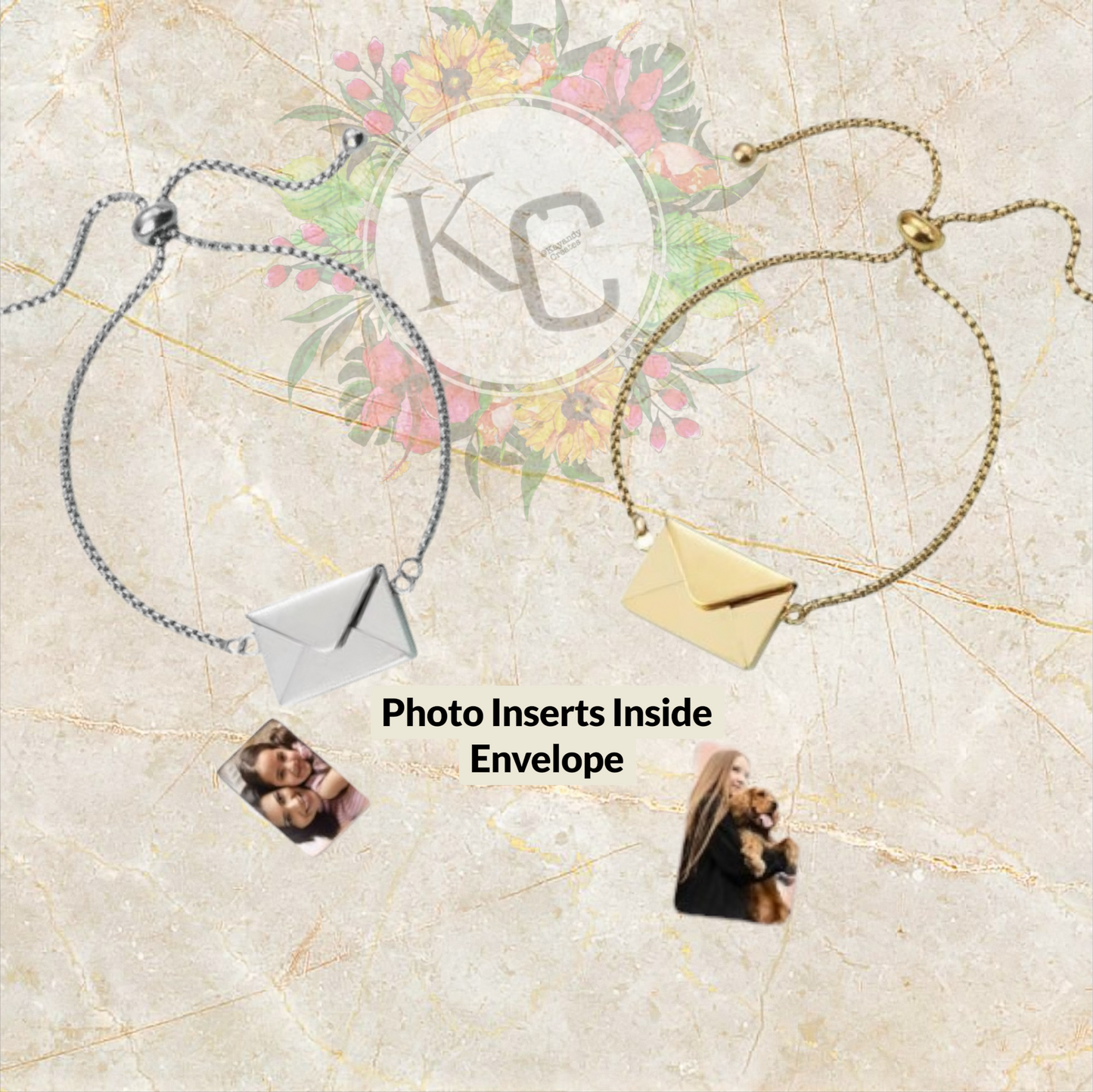 Stainless Steel Envelope Locket Bracelet -2 Photos -  PreOrder
