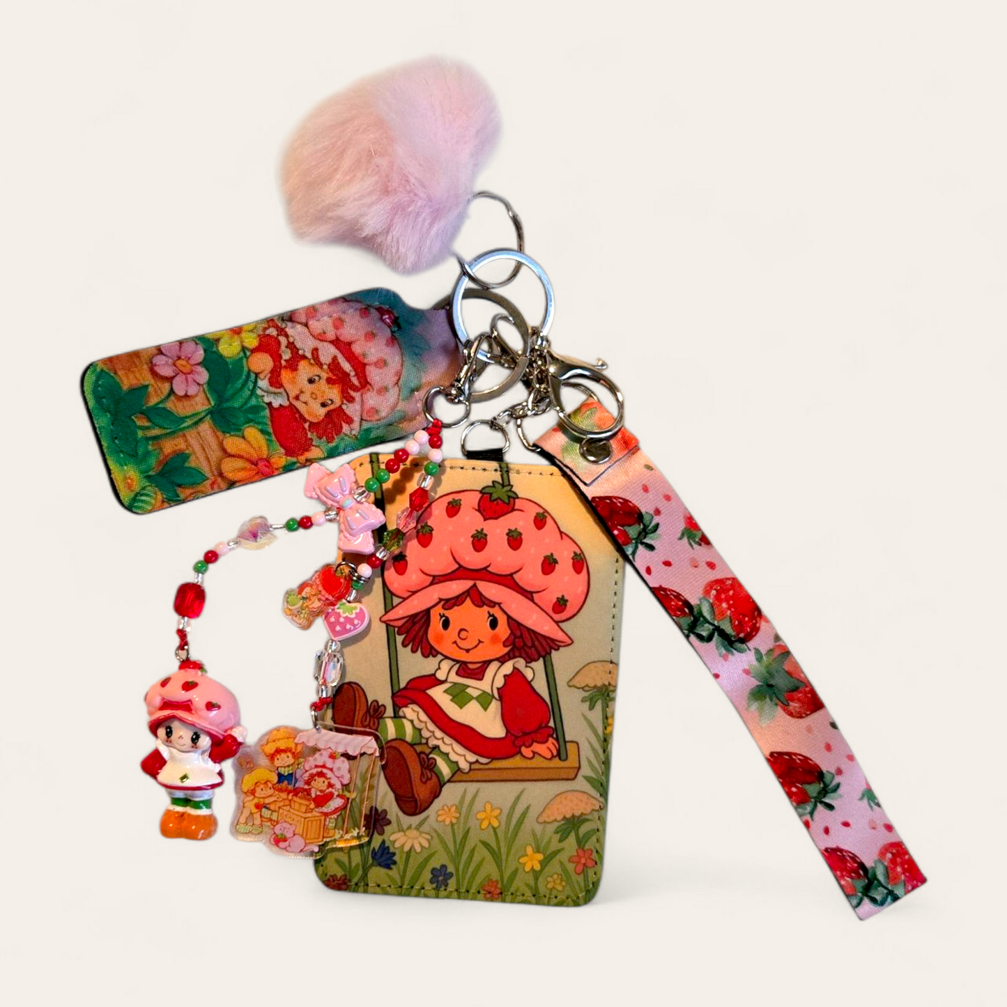 Strawberry Girl | Wristlet Keychain w/ Card holder