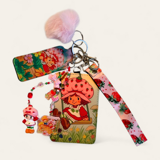 Strawberry Girl | Wristlet Keychain w/ Card holder