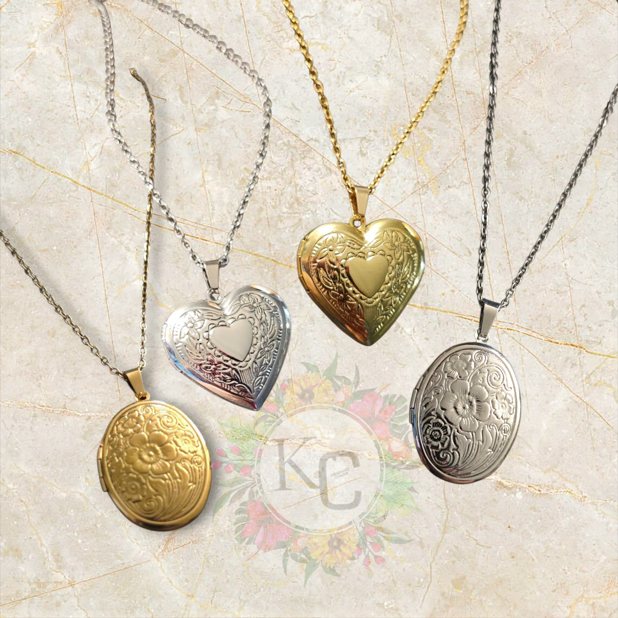 Stainless Steel Floral Style Lockets – KayandyCreatesLLC